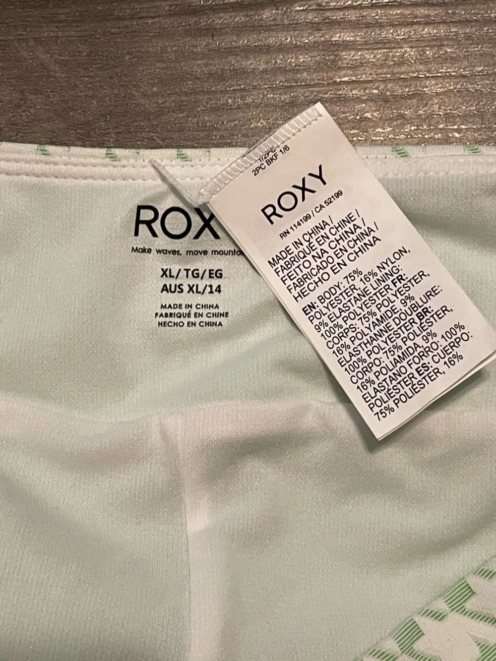 Roxy Check It Bikini Set WIth Shorty Bottoms Size XL